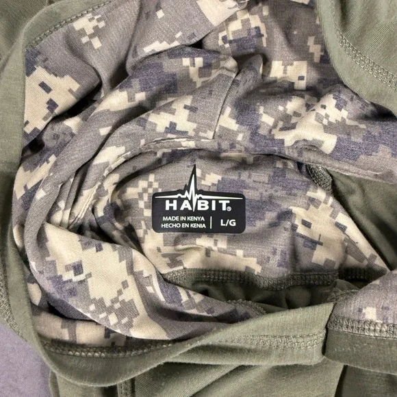 Habit Hoodie Mens Large Olive Green Camo Lightweight Outdoor Tactical Fishing - Picture 3 of 9